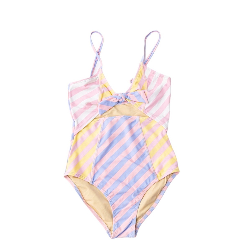 NWOT Shade Critters Girls Stripe Girl’s One-Piece Cutout Swimsuit